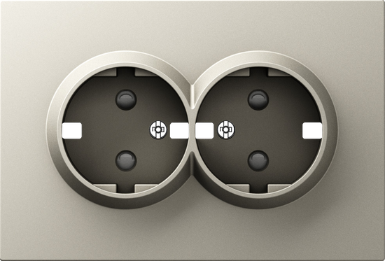 Накладка для розетки 2-й с заземлением,  со шторками 16A 250 В~,  матовый кашемир,  серия A07