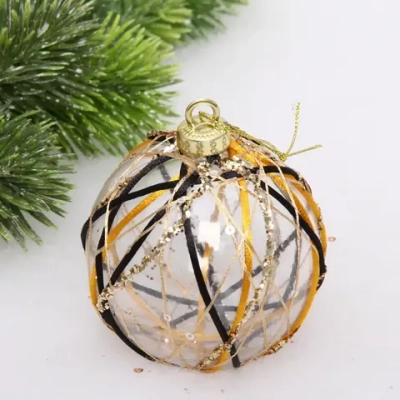 Новогодний шар «Изысканные узоры» 8 см, Чёрный/Золото