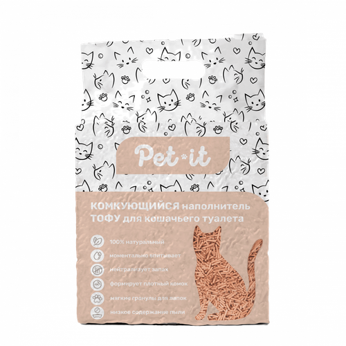 Pet-it комкующийся наполнитель для кошек Тофу Персик, 6 л