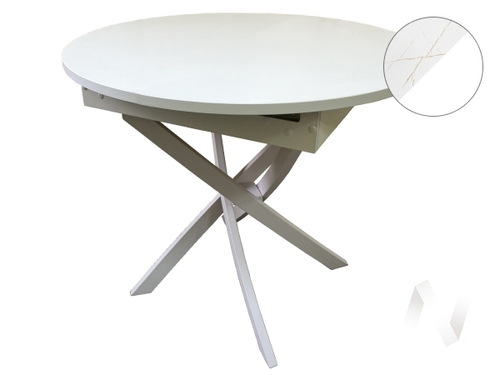Стол Норд (опоры белый/пластик каспий белый; кромка белый)