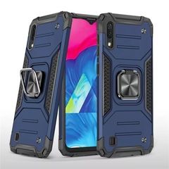 Противоударный чехол Strong Armour Case с кольцом для Samsung Galaxy A10 / M10 (Синий)