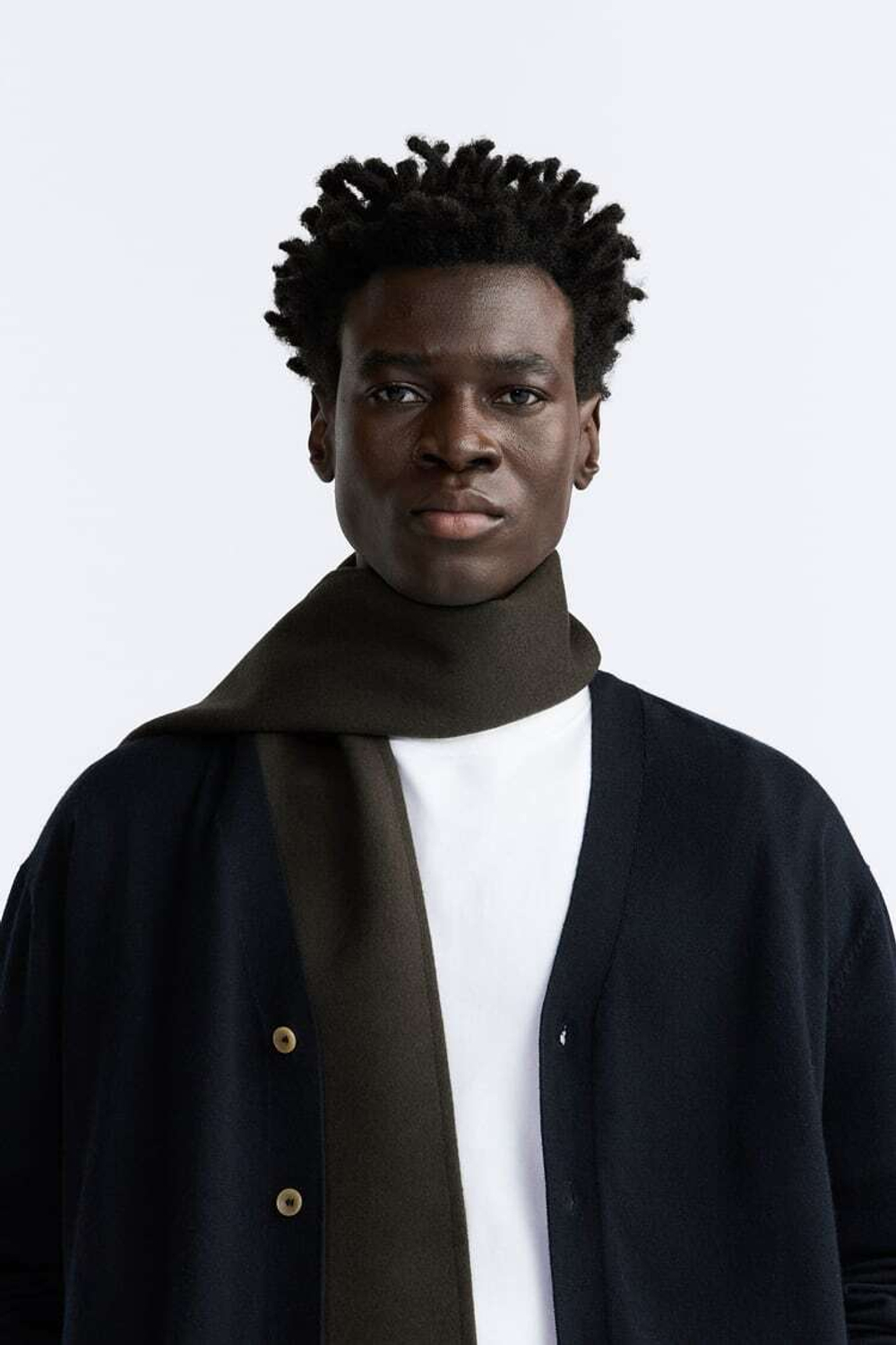 ZARA ШАРФ ИЗ СМЕСОВОЙ ШЕРСТИ, ХАКИ