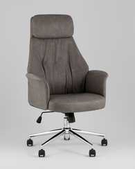 Кресло офисное TopChairs Neoma серый экокожа