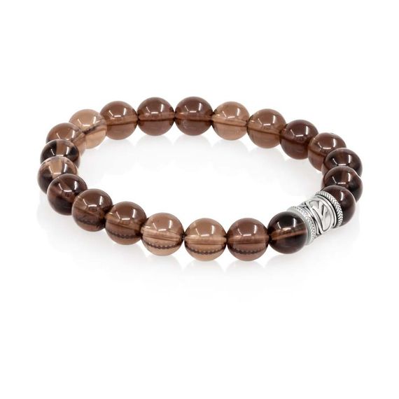 Браслет Денежный импульс из натурального раухтопаза с руной Феху из мельхиора, вид 1