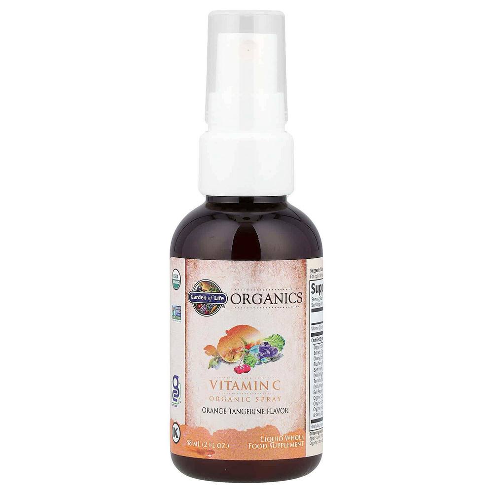 Garden of Life, Organics, органический спрей с витамином С, апельсин и мандарин, 58 мл (2 жидк. унции)