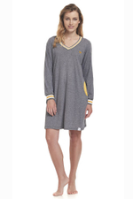 Сорочка с желтыми полосами на воротнике, манжетах и карманах (Размер: S) (Цвет: серый)