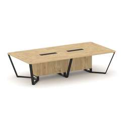 Steel Meet Стол переговорный прямоугольный KDK-PR.B.SP-12 Тиквуд Светлый/Металл Черный 3200*1600*750