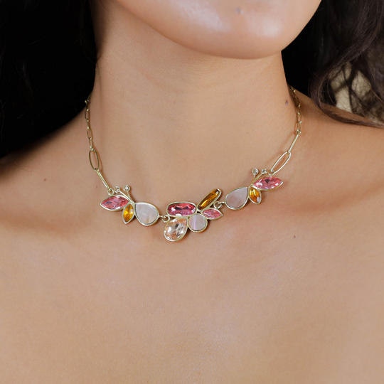 Колье Franck Herval, Emy, с перламутром, стразами и кристаллами, FH26.1-15-64502 (розовый)