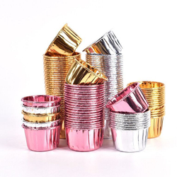 Формы бумажные с ламинацией «Маффин» 50х40 мм (Розовый металлик) 50 шт