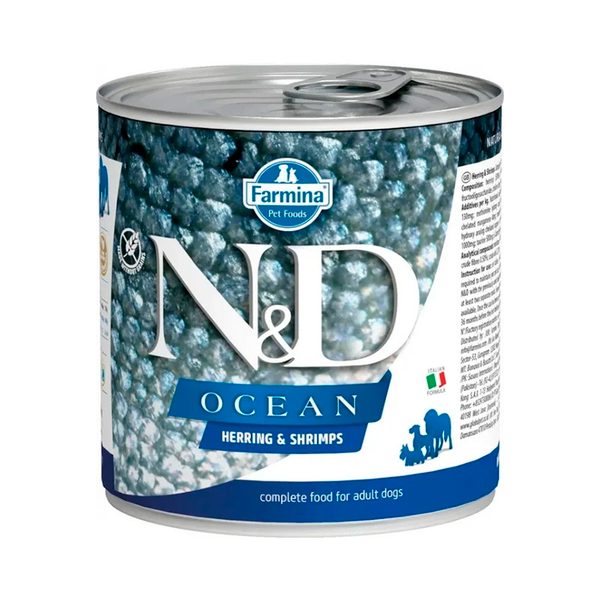 Влажный корм N&D DOG OCEAN HERRING&SHRIMP с сельдью и креветками для взрослых собак, 285 г