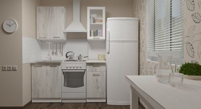 Кухонный гарнитур Алина мини 1000 мм, каркас ЛДСП, фасад ЛДСП; Стекло, Белый/Пайн белый