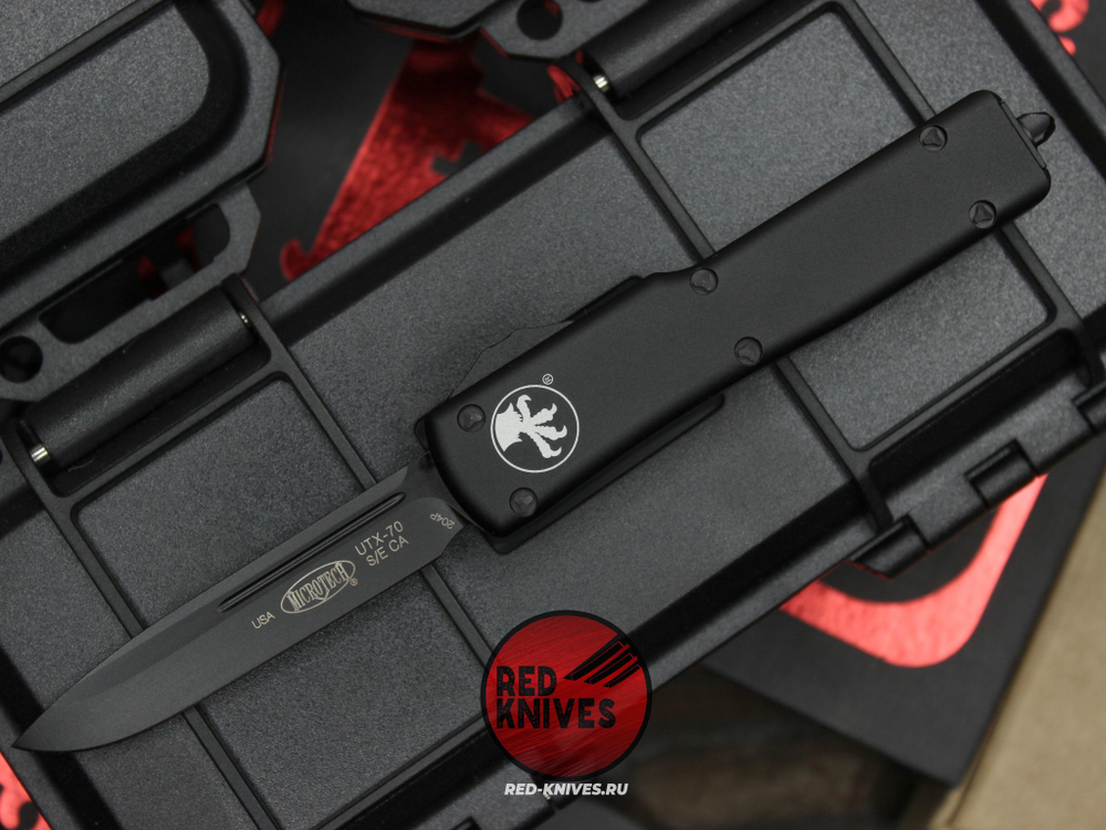 Нож Microtech UTX-70 A+++ Standard S/E BLACK - черная рукоять, черный клинок
