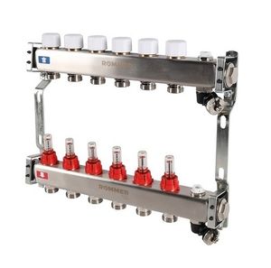 Коллекторы Rommer RMS-1201 с расходомерами и запорными клапанами из нержавеющей стали