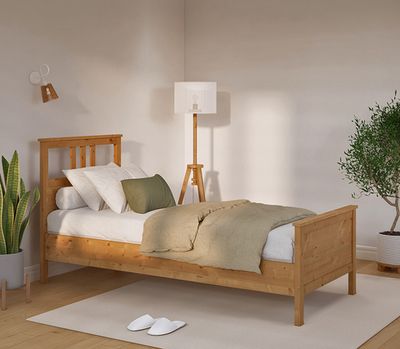 Односпальная кровать, Хемнэс/Кымор, 90х200см, светло-коричневый