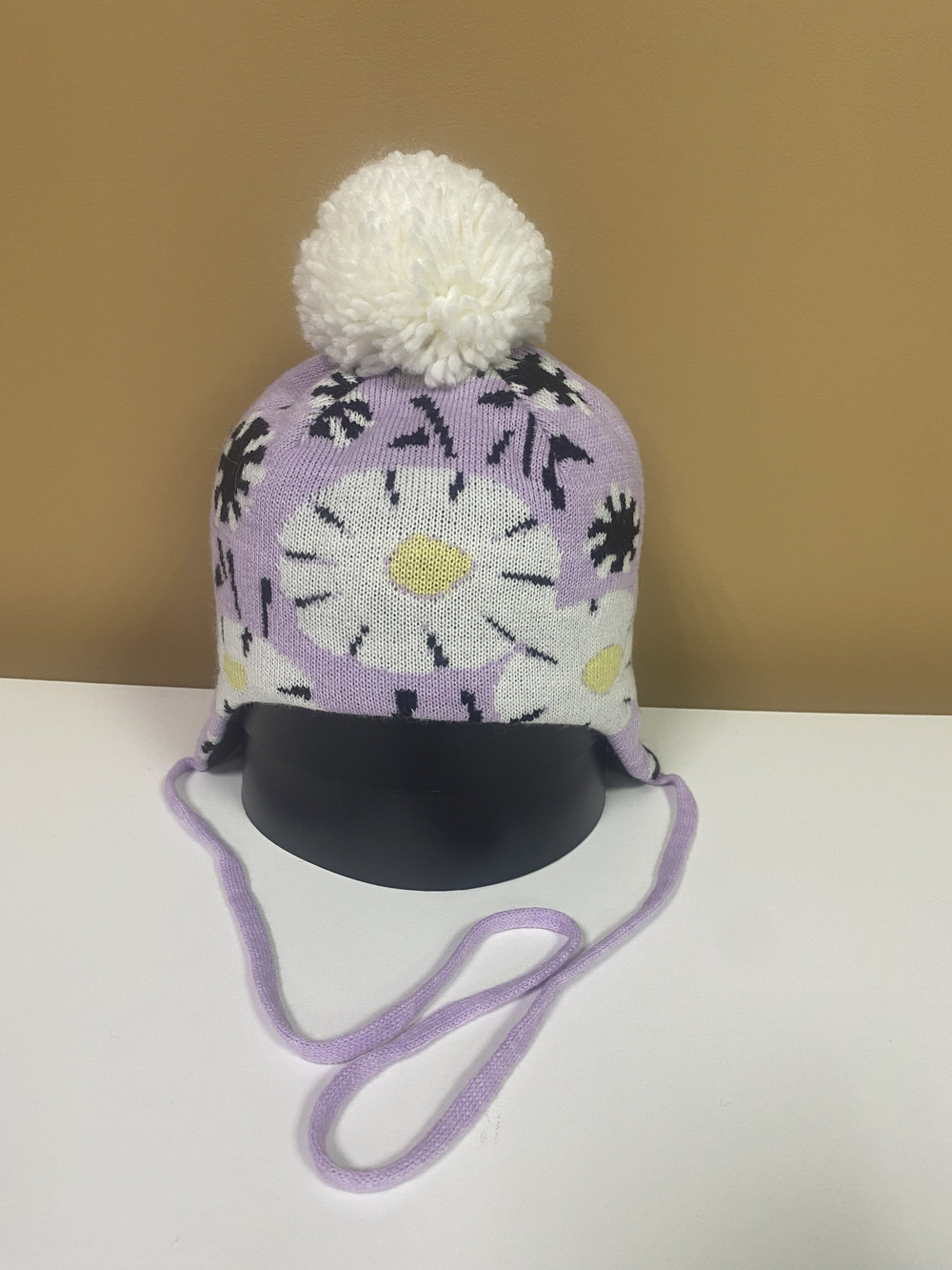 Шапка зимняя детская сиреневая,размер 48
