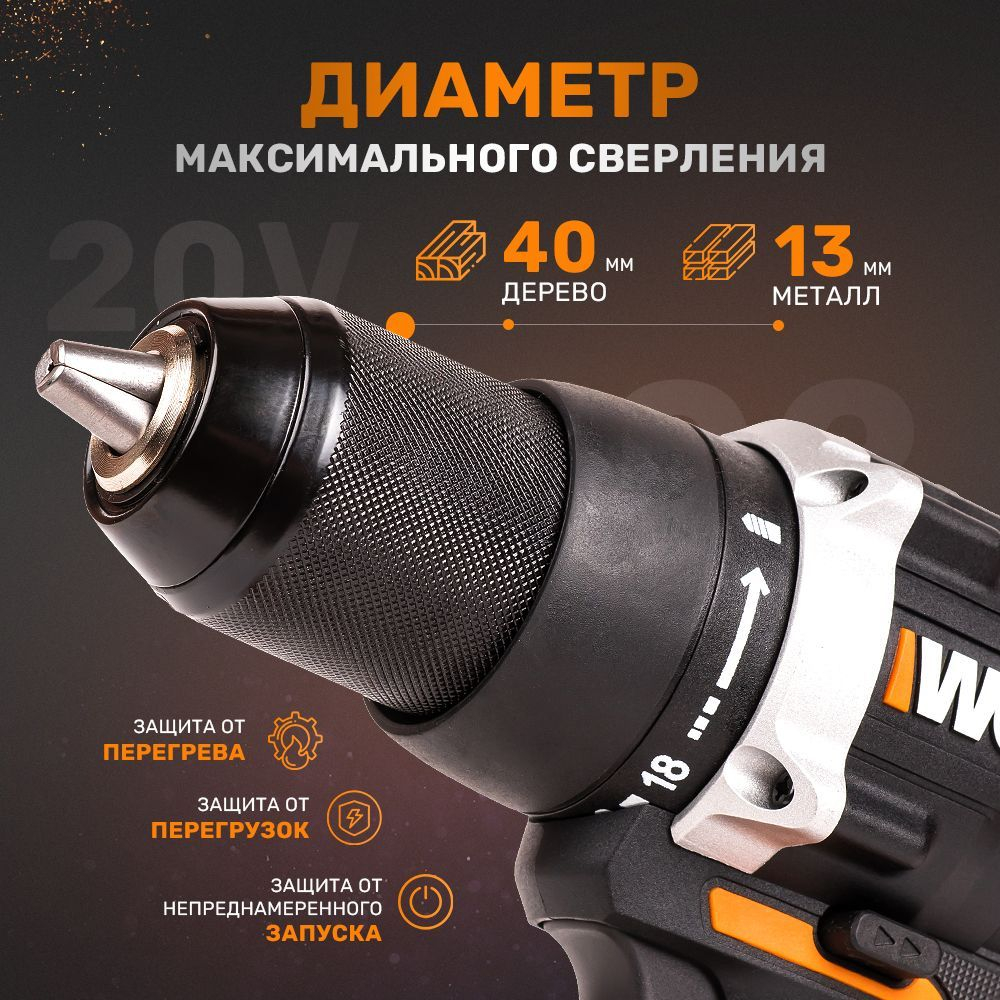 Дрель-шуруповерт аккумуляторная WORX WX102