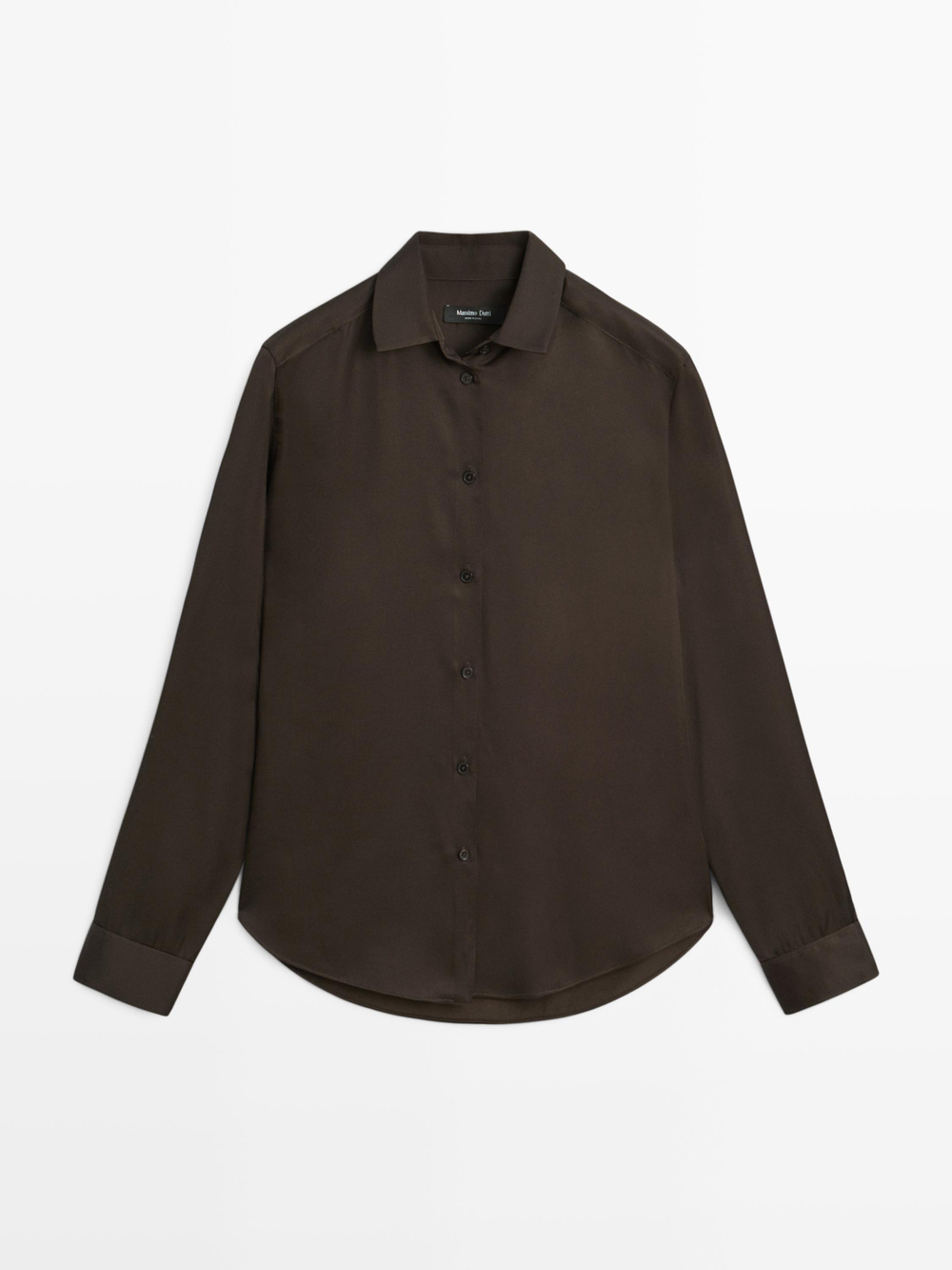 Massimo Dutti Струящаяся атласная рубашка, коричневый