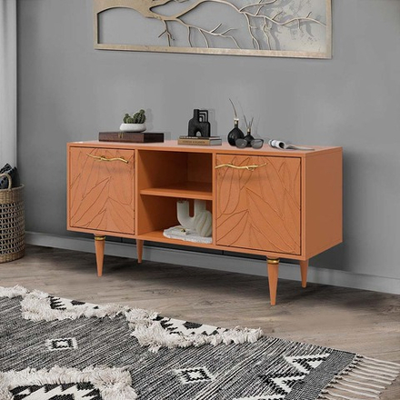 Тумба под ТВ Арт Колор leaves 117см Классик Голд Томленый оранжевый