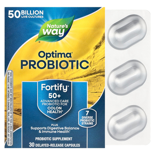 Nature's Way, пробиотик Optima®, Fortify® для людей старше 50 лет, 50 млрд КОЕ, 30 капсул с отсроченным высвобождением