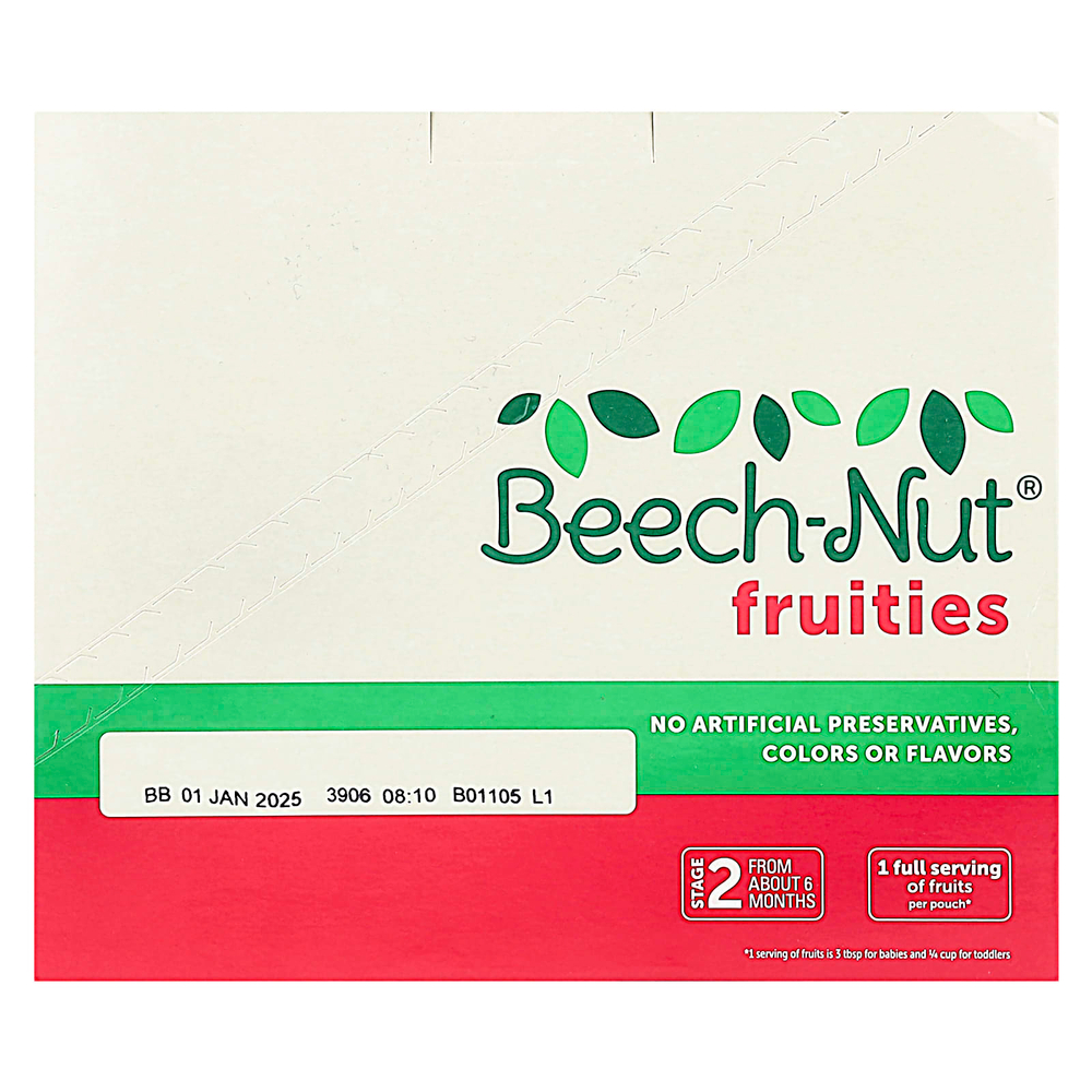 Beech-Nut, фрукты, для детей от 6 месяцев, груша, банан и малина, 12 паучей по 99 г (3,5 унции)