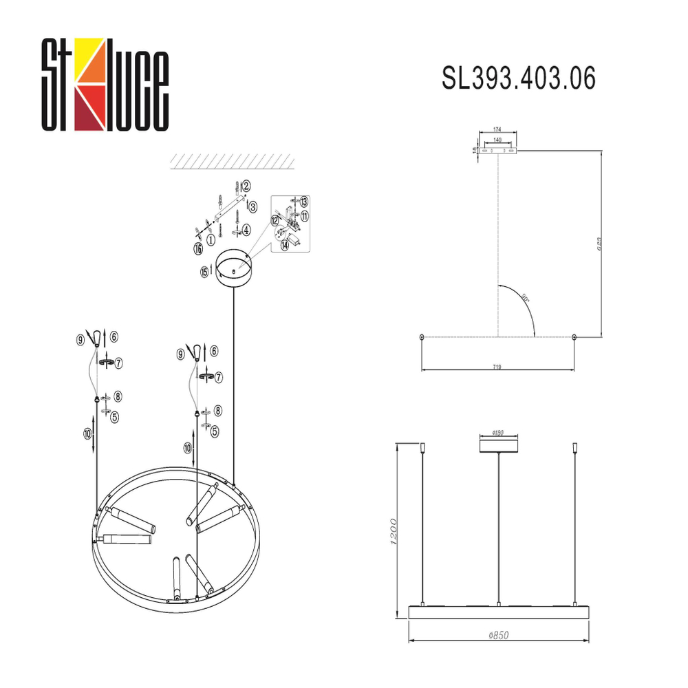 SL393.403.06 Светильник подвесной ST-Luce Черный/Белый LED 6*6W 4000K