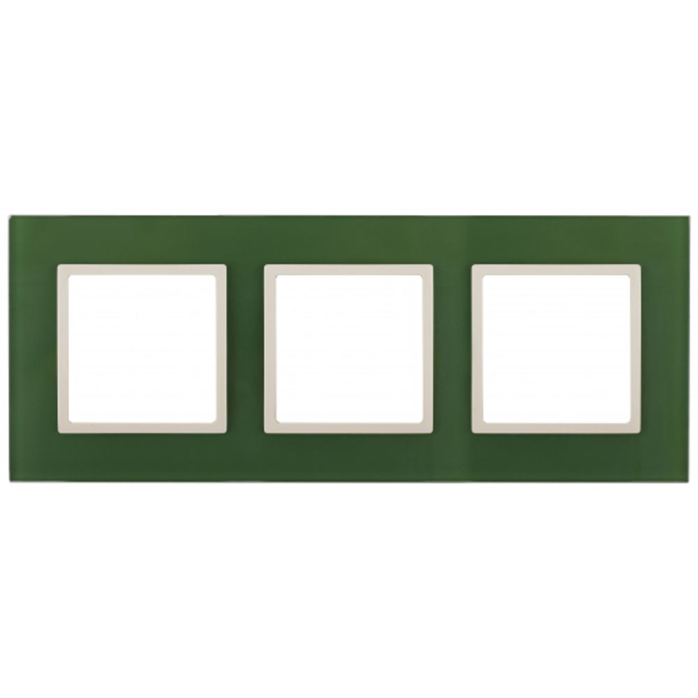 14-5103-27 ЭРА Рамка на 3 поста, стекло, Эра Elegance, зелёный+сл.кость