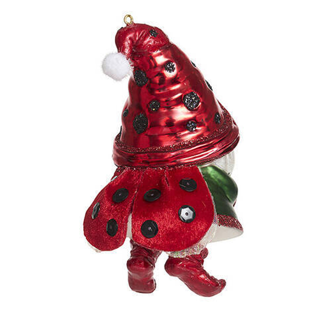 233092 Гном в костюме "Божья коровка" 14см