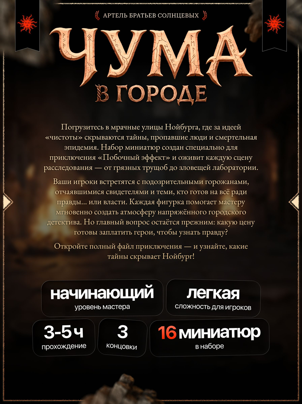 Чума в городе — Готовое приключение + набор миниатюр 16 фигурок
