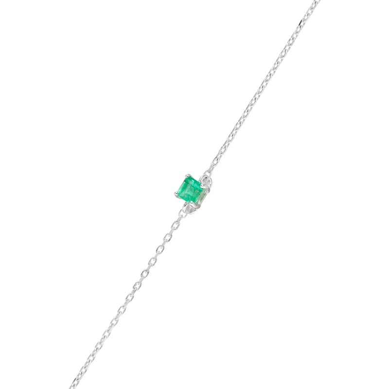 Вечный браслет ВЛВ Навсегда – Белое золото, Изумрудный багет