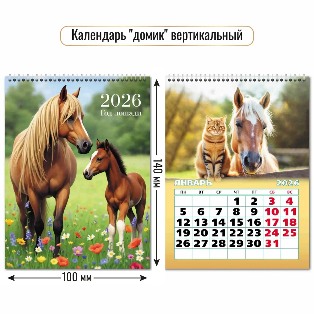 Календарь-домик вертикальный 2026 символ года Лучшие друзья