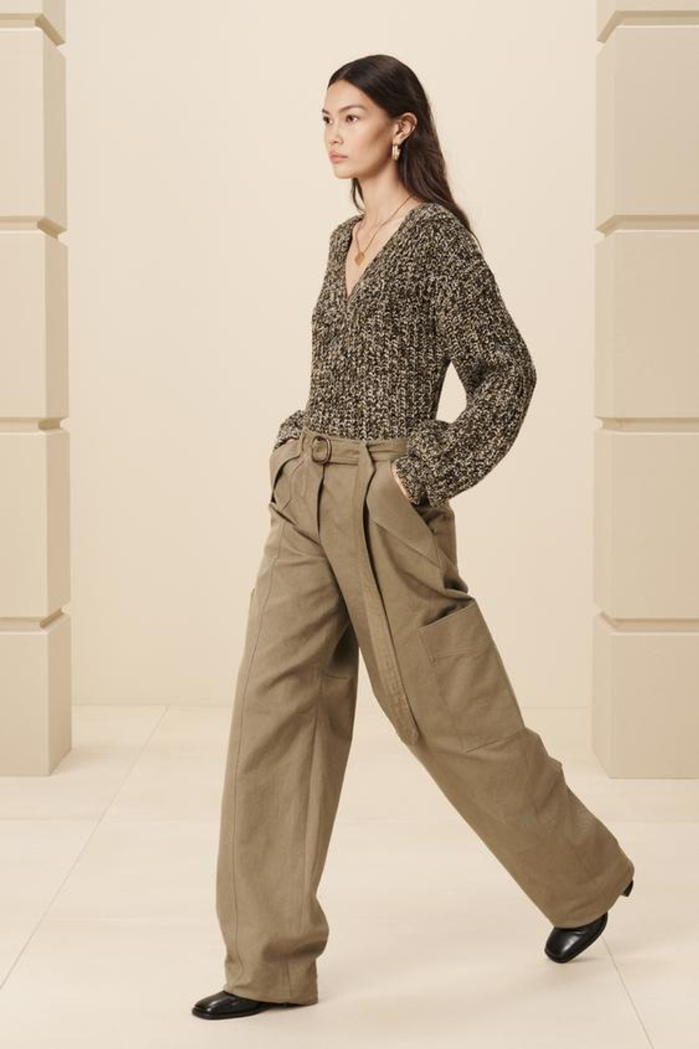 ZARA СВИТЕР С V-ОБРАЗНЫМ ВЫРЕЗОМ, ЗЕЛЕНЫЙ