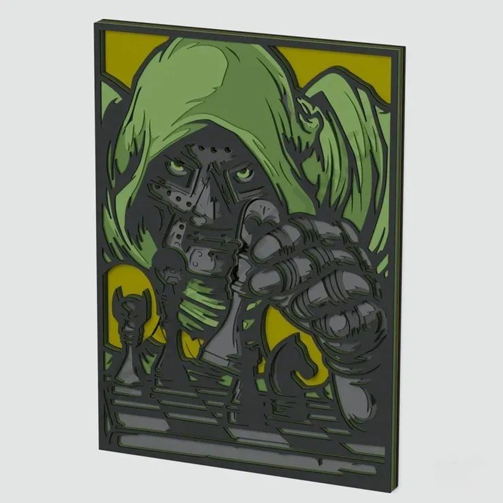 3D Картина по номерам из дерева Доктор Дум, 38x50 см