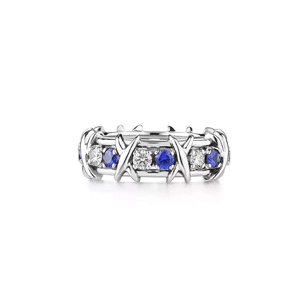 Кольцо из платины с бриллиантами и сапфирами 💠Tiffany, Schlumberger