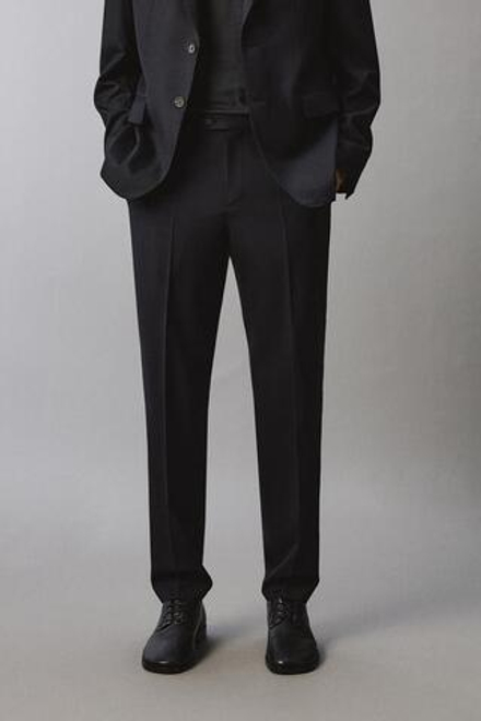 ZARA КОСТЮМНЫЕ БРЮКИ ИЗ 100% ШЕРСТИ, МОРСКОЙ СИНИЙ