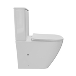 Унитаз-компакт безободковый WAVE QUADRO гориз, нижн, 2-кн.арм, сид. дюропл, м/л, быстр, БЕЛЫЙ глянец