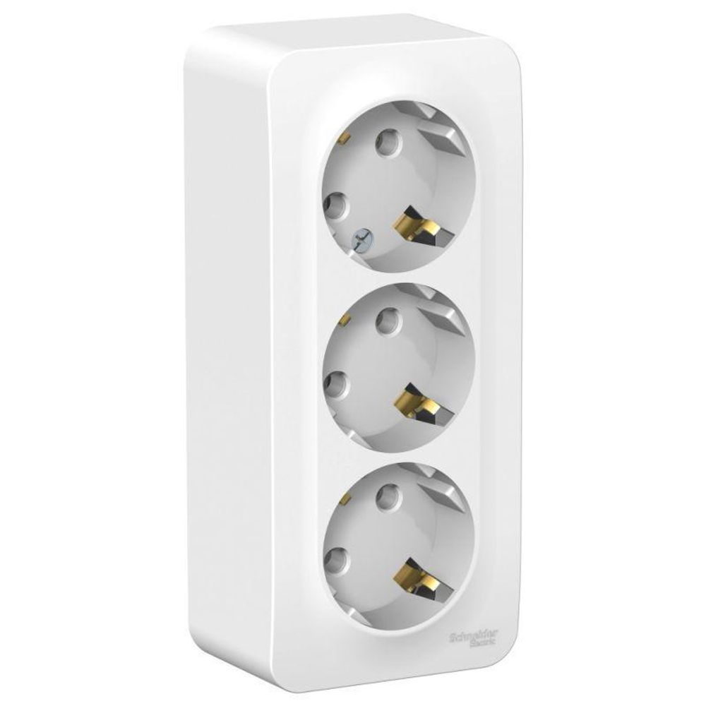 Розетка 3-м ОП Blanca 16А IP20 250В с заземл. без защ. шторок с изолир. пластиной бел. SE BLNRA010311 Розетка 3-м ОП Blanca 16А IP20 250В с заземл. без защ. шторок с изолир. пластиной бел. SE BLNRA010311