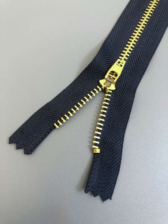 Молния метал, 20см №5 не разъем джинс синий темный/золото