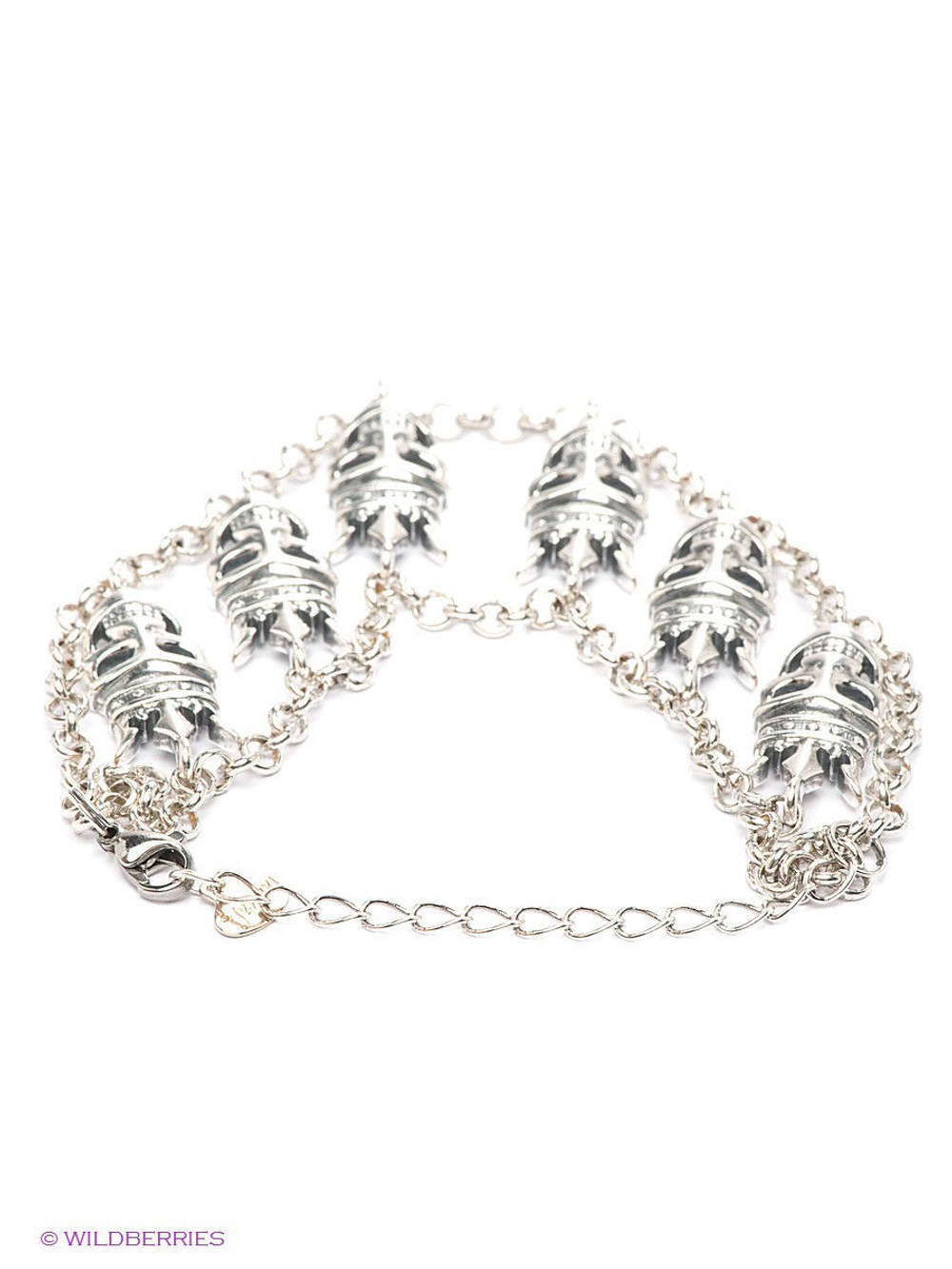 "Митчелл" браслет в серебряном покрытии из коллекции "Crystal Skull" от Jenavi с замком карабин