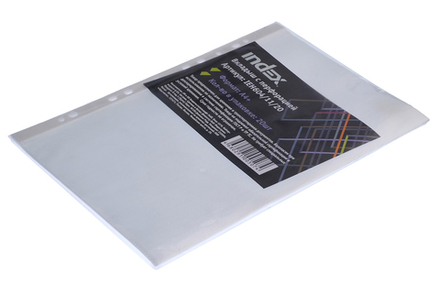 Папка-карман с перфорацией А4 прозрачная глянцевая 0.06мм INDEX 20шт/уп цена за уп.