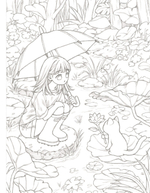 Rowon's Cat and Girl. Part 2. Coloring Book