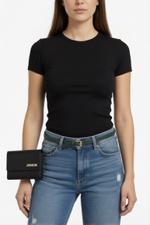 Кошелёк женский на запястье, на пояс из экокожи черный JACQUEMU