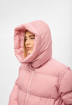 Пуховик Рокет миди розовый в полоску (предзаказ к 20 января)