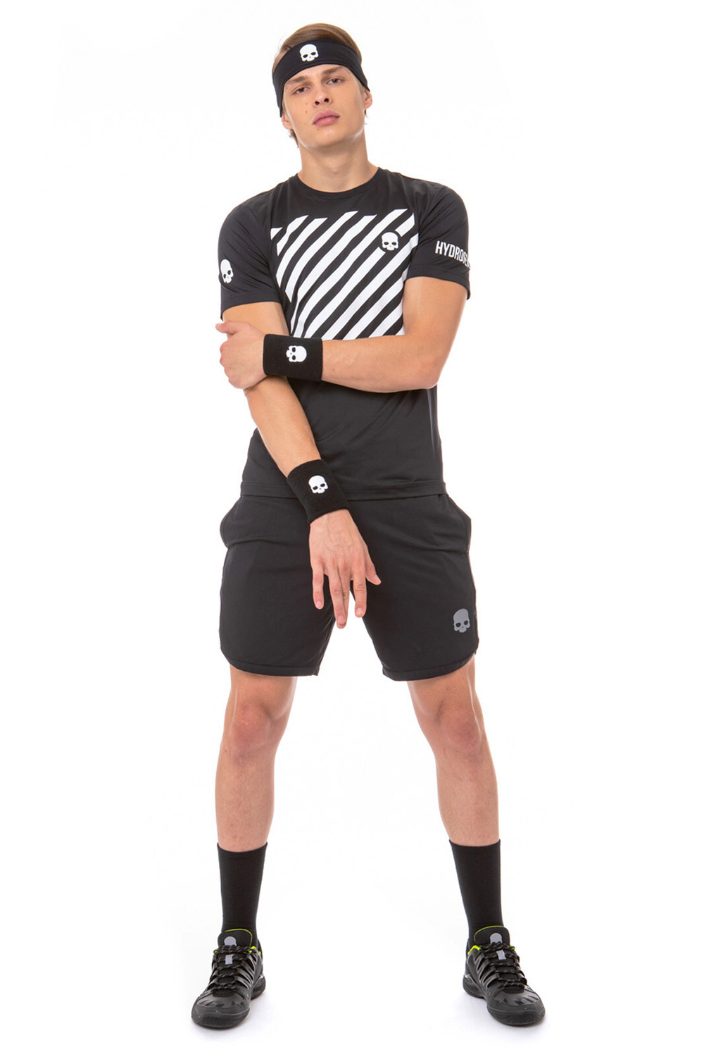 Футболка мужская теннисная Hydrogen Tech Optical Tee - black/white