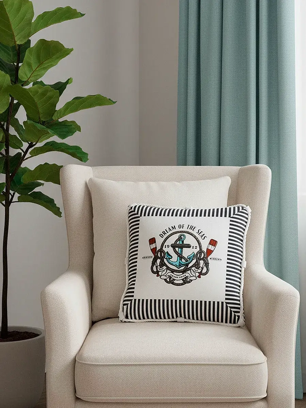 Декоративная подушка в морском стиле 40*40 см