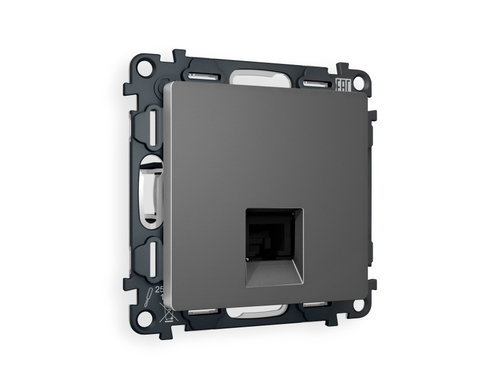 MA662005 Комплект механизма компьютерной розетки RJ-45 экранированной с автоматической защитной шторкой ALFA Антрацит серый QUANT (AP6620, VM185)