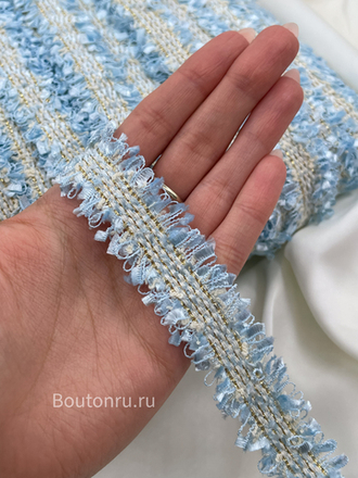 Тесьма голубая с золотым люрексом