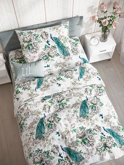 Простынь на резинке Сказка "Павлины." 90х200 см, поплин