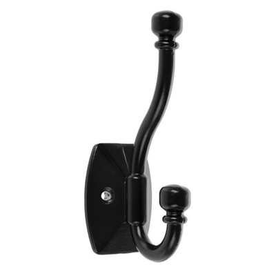 Крючок мебельный двухрожковый TUNDRA  черный матовый 3853832
