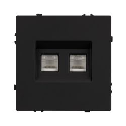 Механизм сдвоенной телефонной розетки SCT-NOBE-MTL2-SFPL-BK (RJ-11, 4C) (Arlight, Черный оникс) 054309