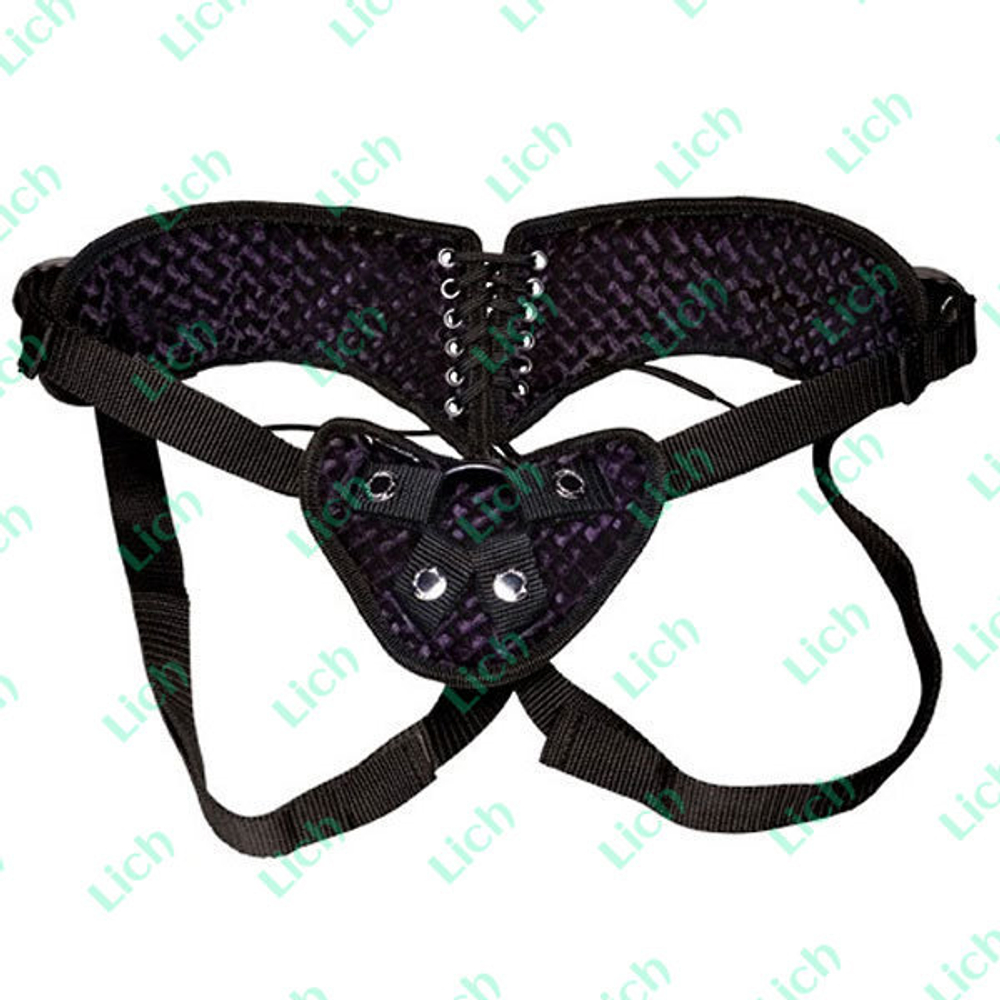 Темно-фиолетовые трусики-джоки со шнуровкой для страпона